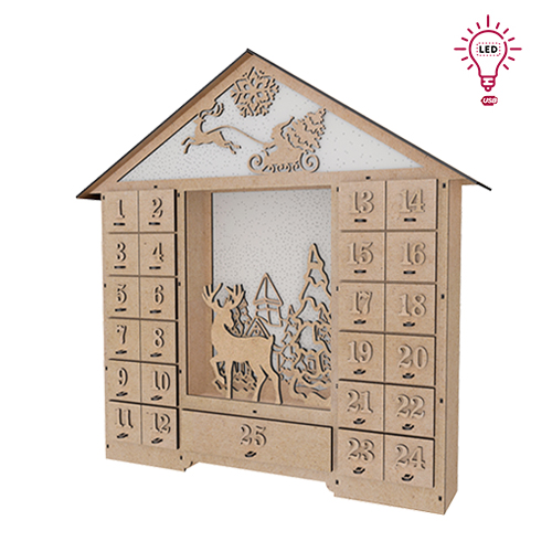 Адвент календарь Сказочный домик с фигурками на 25 дней с объемными цифрами, МДФ