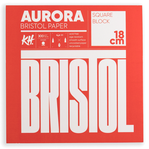 Блок для рисунка Bristol, 18х18 см, 300 г/м, 20 л., Aurora