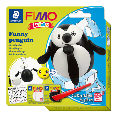 Набор Fimo Kids, «Пингвинчик», 2 цв.*42 г, Fimo