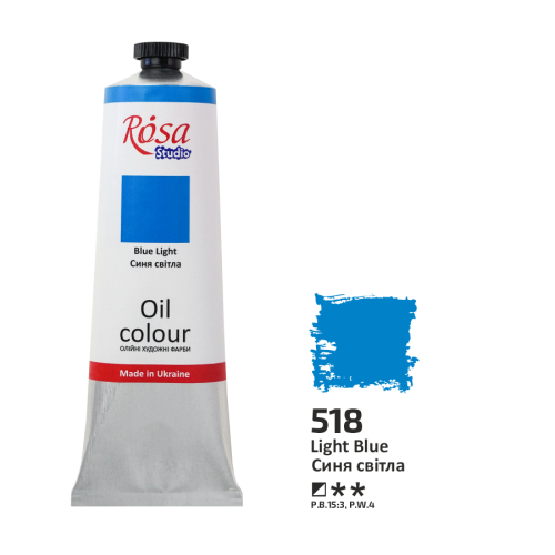 Фарба олійна, 518 Синя світла, 100 мл, ROSA Studio