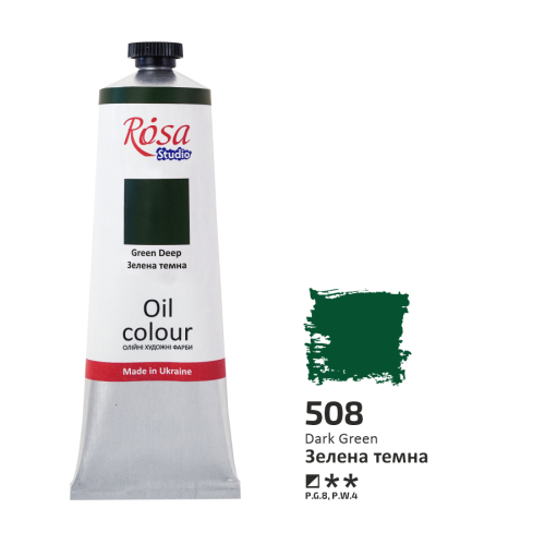 Фарба олійна, 508 Зелена темна, 100 мл, ROSA Studio