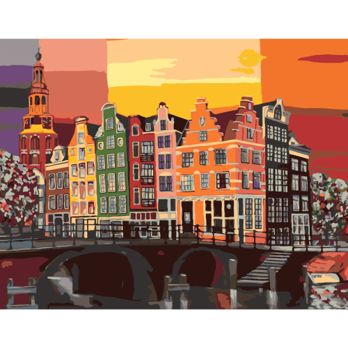 Набор-стандарт, картина по номерам „Colorful Amsterdam“, 35х45 см, ROSA START