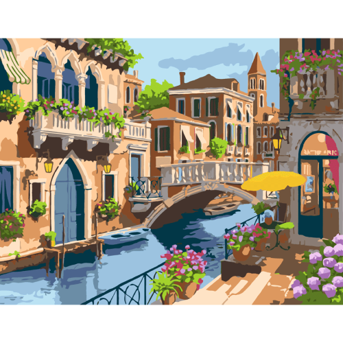 Набір-стандарт, картина за номерами „Sunny Morning. Venice“, 35х45 см, ROSA START