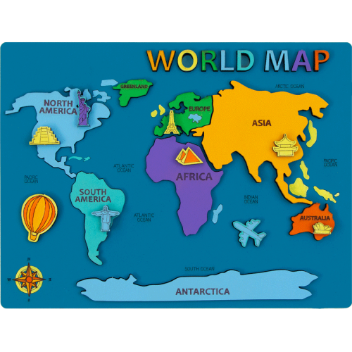 Набір, World Map 3D, МДФ, 24,5х18,5 см, ROSA Talent Англ.