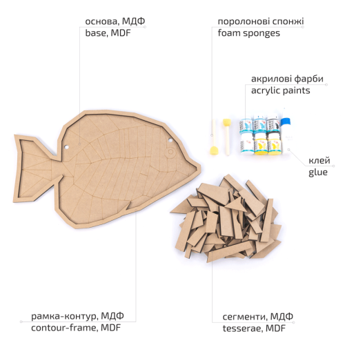 Набор для творчества, 3D картина, панно-мозаика „Рыбка“, МДФ, 42х27 см, ROSA Talent