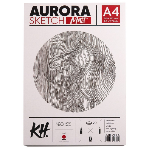 Склейка для рисунка Smooth & Matt, А4, 160 г/м, 20 л., Aurora