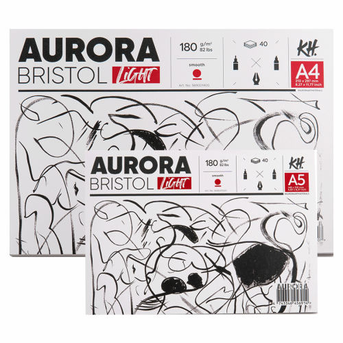 Склейка для рисунка Lanscape Bristol, А5, 180 г/м, 40 л., белый, 100% целлюлоза, Aurora