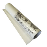 Отрез кожзама с тиснением серебряной фольгой Silver Peony Passion, Glossy Белый, 50х25см