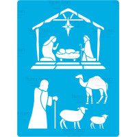 Трафарет многоразовый, 15х20 см, Рождение Иисуса 1 №461