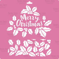 Трафарет багаторазовий XL (30х30см), Merry Christmas, гостролист 2, 239