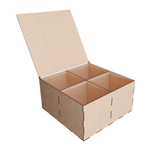 Подарочная Коробка на 4 секции с откидной крышкой, Набор DIY 286, МДФ