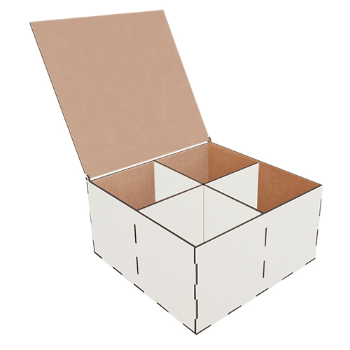 Подарочная Коробка на 4 секции с откидной крышкой, Набор DIY 286, Белый