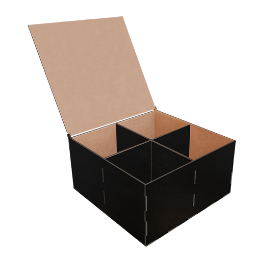 Подарочная Коробка на 4 секции с откидной крышкой, Набор DIY 286, Черный