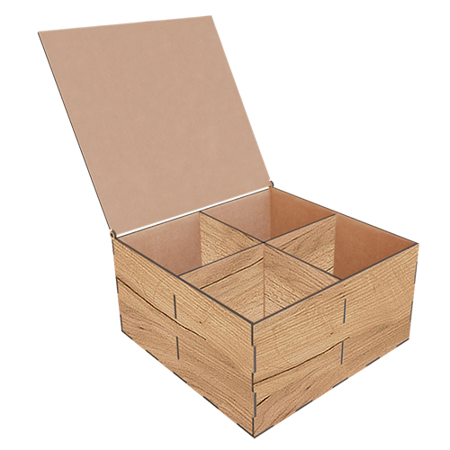 Подарочная Коробка на 4 секции с откидной крышкой, Набор DIY 286, Дуб
