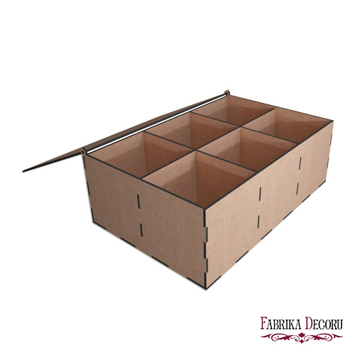 Подарункова коробка на 6 секцій з відкидною кришкою, набір DIY №287, MDF Подарункова коробка на 6 секцій з відкидною кришкою, набір DIY №287, MDF