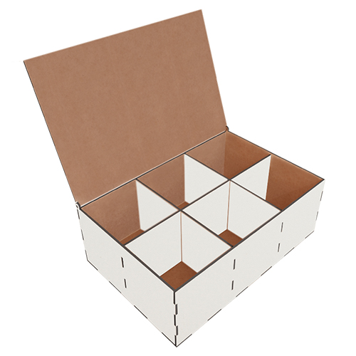 Подарочная Коробка на 6 секций с откидной крышкой, Набор DIY 287, Белый