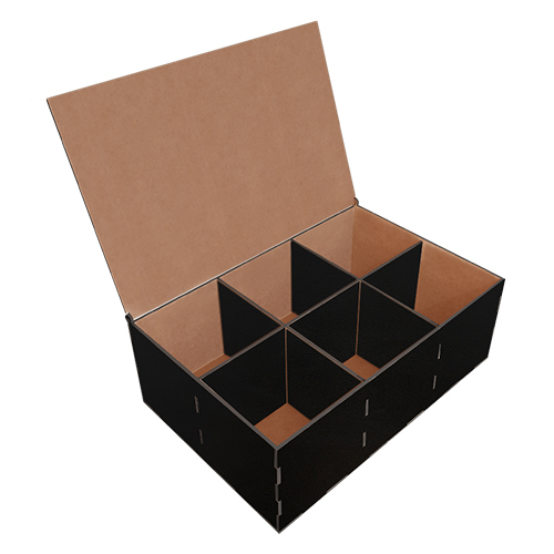Подарочная Коробка на 6 секций с откидной крышкой, Набор DIY 287, Черный