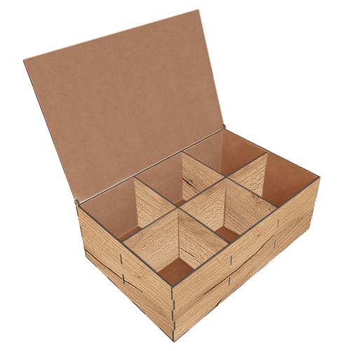 Подарочная Коробка на 6 секций с откидной крышкой, Набор DIY 287, Дуб