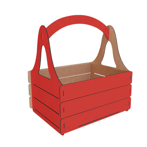 Подарочная корзинка для фруктов с верхней ручкой, 330х345х250 мм, Набор DIY 289, Красный