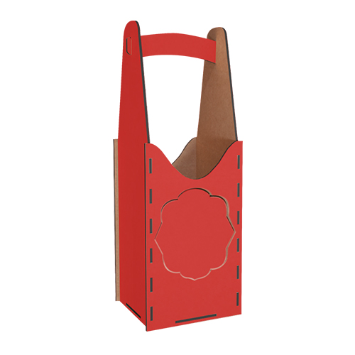 Подарочная корзинка для цветов, вина или шампанского, 120х120х350мм, Набор DIY 290, Красный