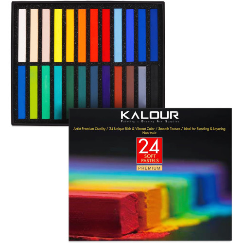 Пастель для художників 24 кольори KALOUR Premium, М'яка кольорова