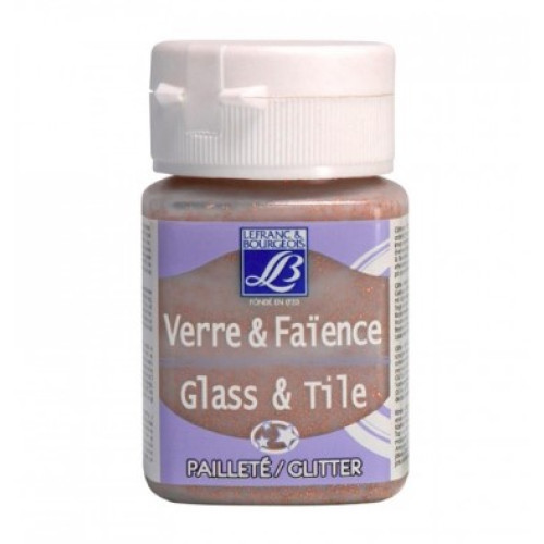 Краска глиттерная по стеклу и керамике Lefranc Glass & Tile glitter 50 мл, №707 Copper Медь