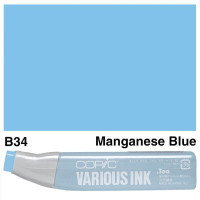 Чернила заправка для маркеров Copic Various Ink, B-34 Manganese blue (Марганец синий), 25мл