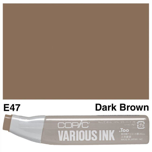 Чернила заправка для маркеров Copic Various Ink, E-49 Dark bark (Темная кора), 25мл