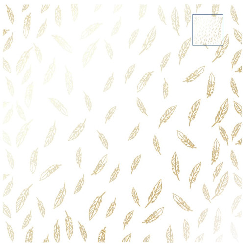 Аркуш одностороннього паперу з фольгуванням Golden Feather Білий, 30,5 см х 30,5 см
