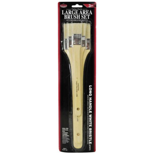 Набір пензлів флейц щетина Royal Langnickel Long Handle White Bristle, 3 штуки
