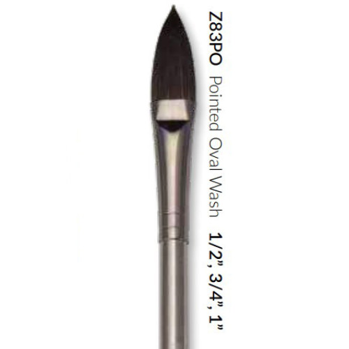 Кисть синтетична акварельна №3-4, 19 мм., Zen, овальна гострокінцева, Royal Langnickel