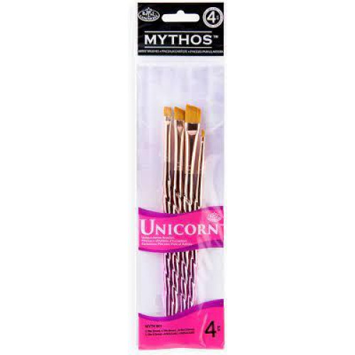 Набор кистей синтетика скошенная Royal Langnickel Mythos Unicorn 501, 4 шт