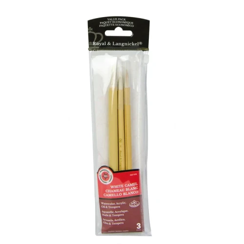 Набір пензлів з верблюжого ворсу, бамбукова ручка White Bamboo Royal Langnickel, 3шт
