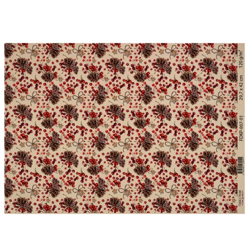 Лист крафт паперу з малюнком Merry Christmas, №1, 42x29,7 см