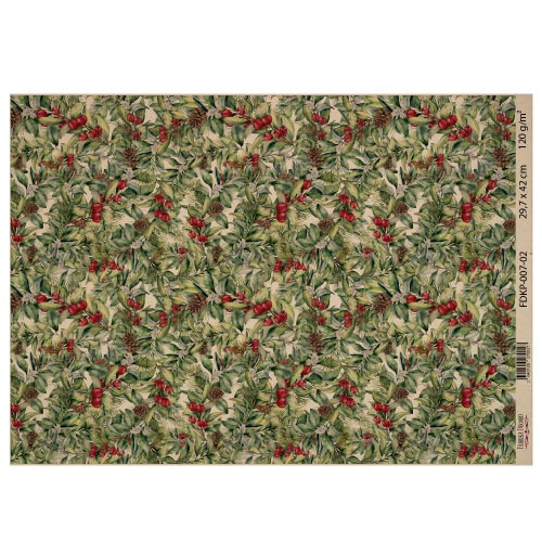 Лист крафт паперу з малюнком Merry Christmas, №2, 42x29,7 см