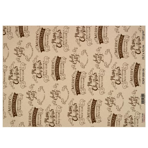 Лист крафт паперу з малюнком Vintage Christmas, №4, 42x29,7 см