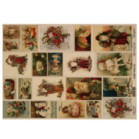 Лист крафт бумаги с рисунком Vintage Christmas, №9, 42x29,7 см