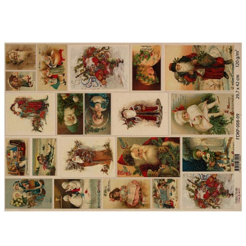 Лист крафт паперу з малюнком Vintage Christmas, №9, 42x29,7 см