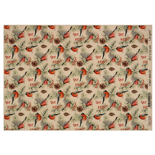 Лист крафт бумаги с рисунком Christmas backgrounds, №7, 42x29,7 см