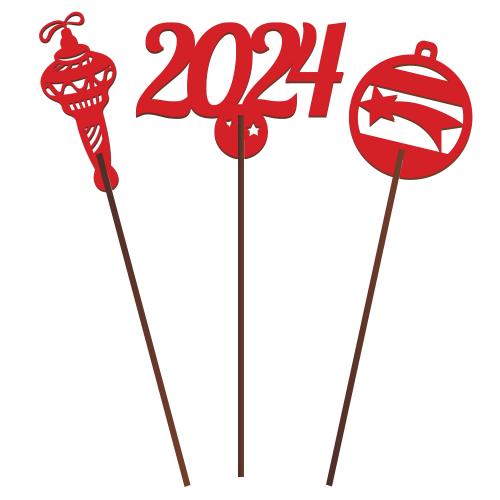 Топпер 2024 новогодний №293, Красный