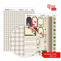Бумага дизайнерская двусторонняя матовая Christmas 8, 21х29,7 см, 200 г/м2, ROSA Talent