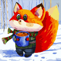 Картина за номерами SANTI Лисеня з гарячим шоколадом 40*40 см ©irinika_art