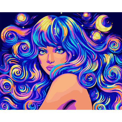 Картина за номерами SANTI Космічна дівчина 40*50 см неонові фарби ©pollypop92