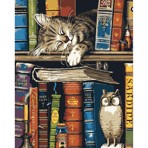 Картина за номерами SANTI Котик та книжки 40*50 см