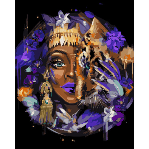 Картина по номерам Африканская красота SANTI, краски металлик, 40х50 см