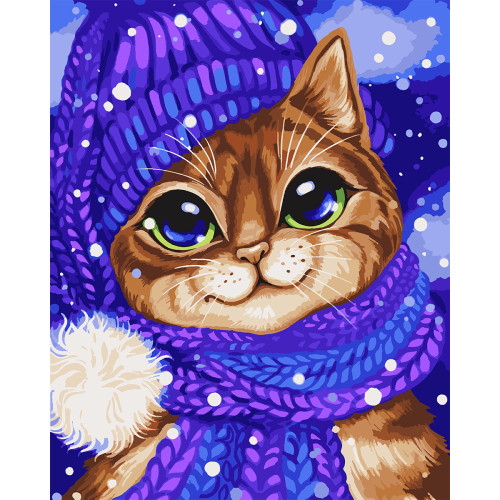 Картина за номерами SANTI Кіт у шапці 40х50 ©pollypop92