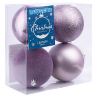 Набір новорічних куль Novogod‘ko, пластик, 10см, 4 шт/уп, бузковий