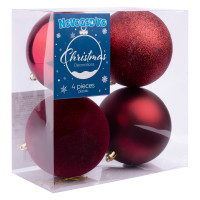 Набор новогодних шаров Novogodko, пластик, 10см, 4 шт/уп, бордо Набор новогодних шаров Novogodko, пластик, 10см, 4 шт/уп, бордо