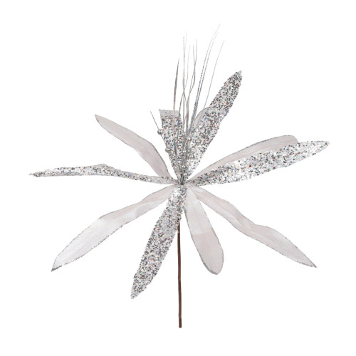 Цветок декоративный Yes Fun Рождественская звезда серебряный, 40 см