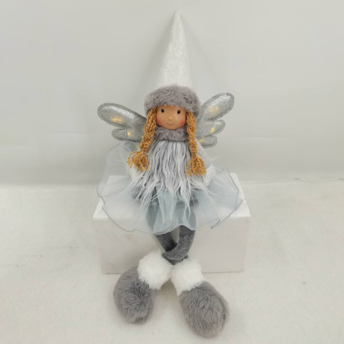 Новогодняя игрушка Novogodko Ангел серебро, 48 см, LED крылья, сидит